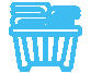 A blue pixel art picture of a basket.